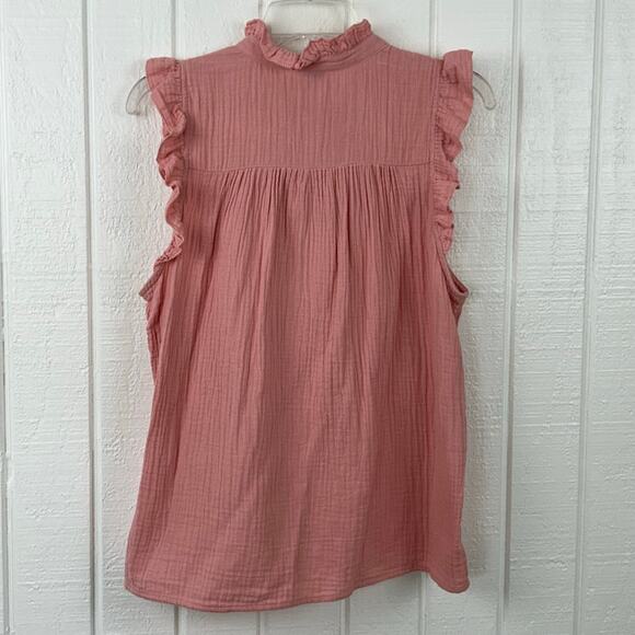 💘not for sale💘sold💘J.Crew Women Sleeveless Gauze Ruffle Top Blouse Pink Preppy F - Picture 6 of 7